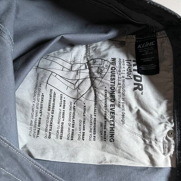 Kuhl Ryder Vintage Patina Dye Pants - Men's Size 42*34 - Gray - Picture 9 of 14